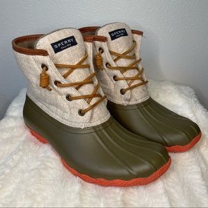 Sperry Duckboots, Women’s, Size 7.5, Tan and Coral